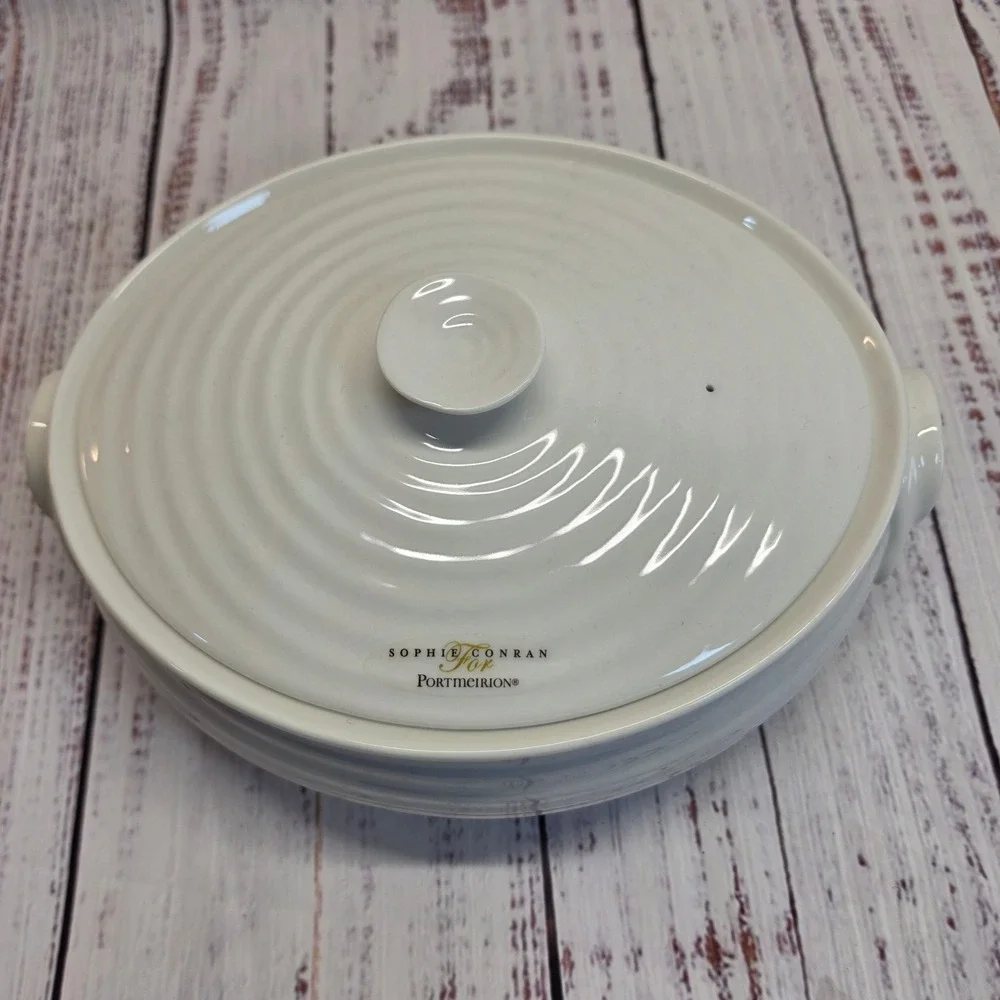 Sophie Conran Portmeirion Casserole Dish 8.5in White Excellent Rippled
